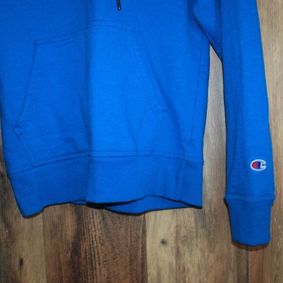 S0889 CHAMPION Powerblend Fleece Hoodie 'Embroidered C Logo' Blue Men's Small - Picture 3 of 5